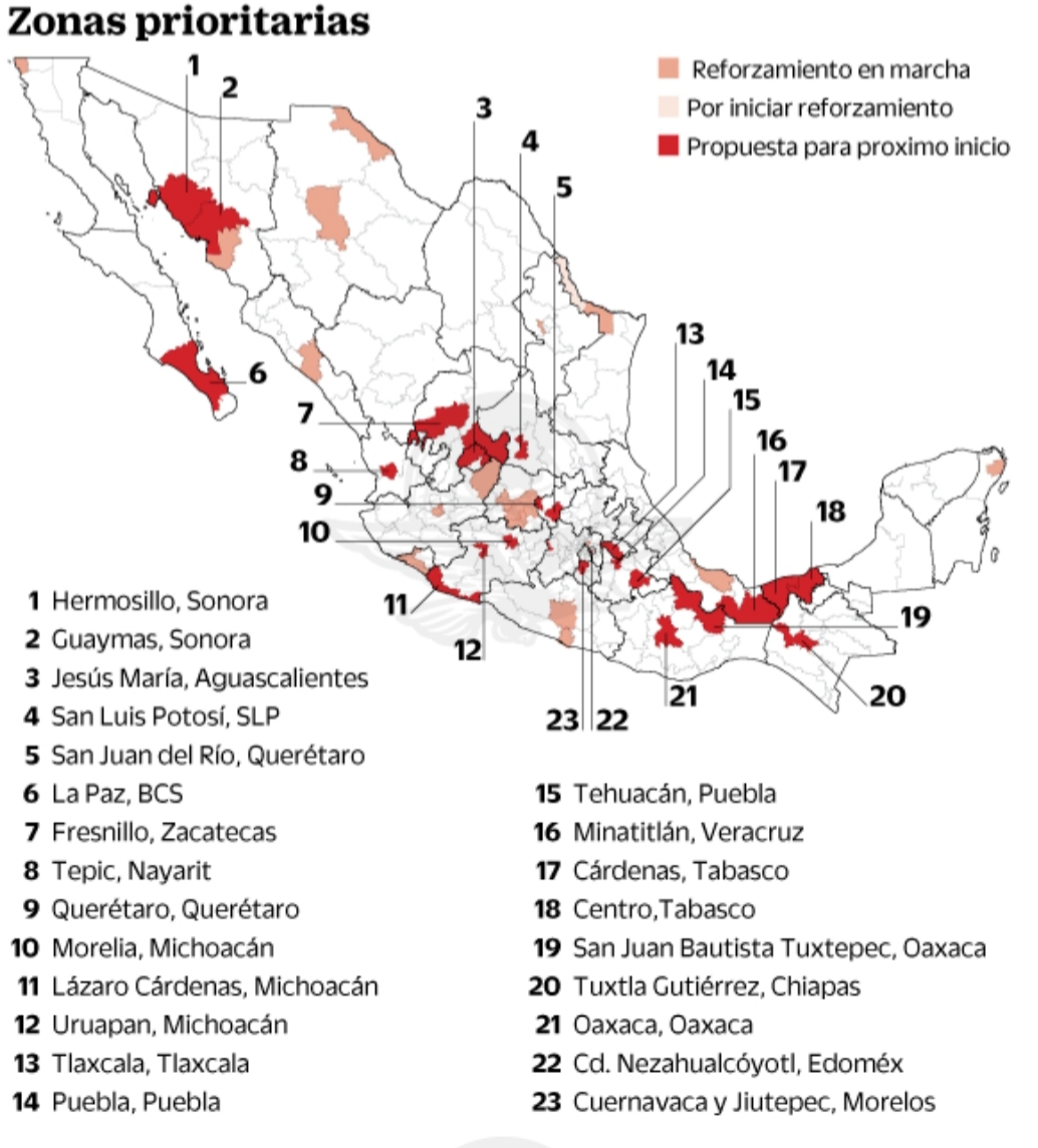 MAPA de las 45 ZONAS más VIOLENTAS en MÉXICO Punto por punto