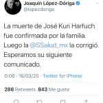 López Dóriga canta la muerte de José Kuri
